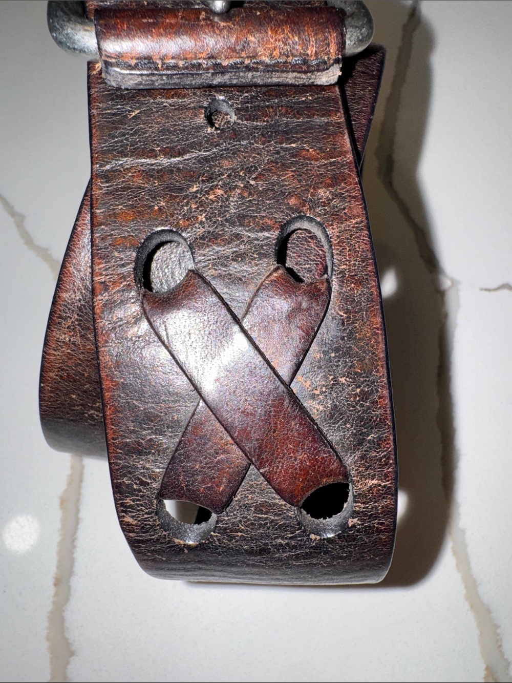 Lauren Ralph Lauren Distressed Dark Brown Leather Women's Belt small - Picture 3 of 12